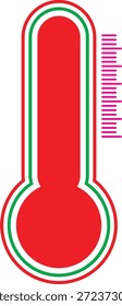 Thermometer mit roten, grünen und weißen Linien und rosa Linien auf der Seite