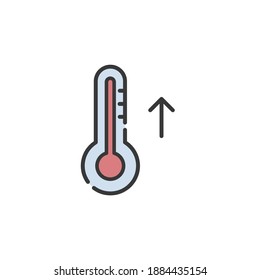 Thermometer. Rise Temperature. Filled Color Icon. Weather Vector Illustration