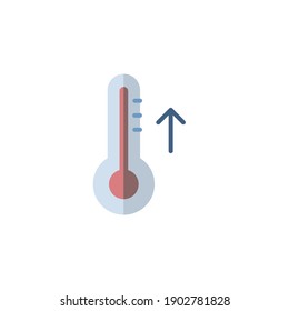 Thermometer. Rise Temperature. Flat Icon. Isolated Weather Vector Illustration