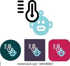 Thermometer and robot icon in different colors