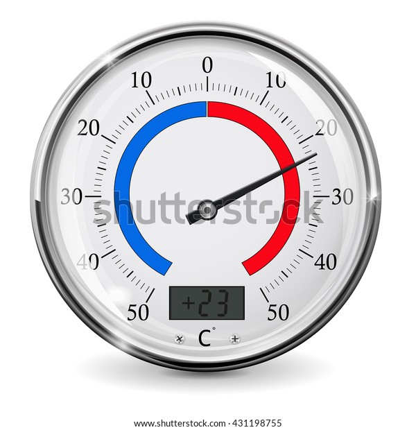 Thermometer Round Outdoor Temperature Gauge Warm Stock Vector (Royalty