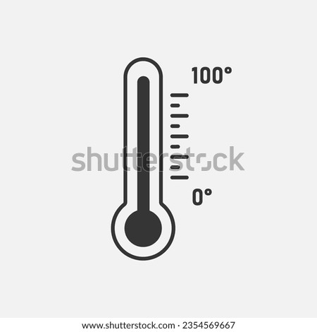 Thermometer with scale from 0 to 100 line icon. Vector illustration