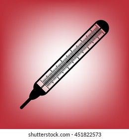 
 Thermometer with a scale for measuring temperature.Icon vector.