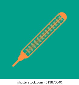 
 Thermometer with a scale for measuring temperature.Icon vector.