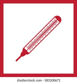 
 Thermometer with a scale for measuring temperature.Icon vector.