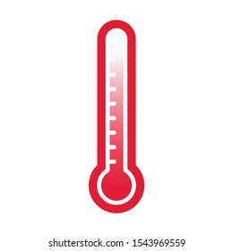 Thermometer with scale temperature indicator. Thermometer red gradient vector icon.