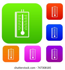 Thermometer set icon color in flat style isolated on white. Collection sings vector illustration
