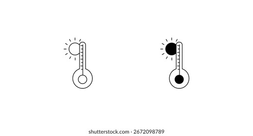 Ícone de conjunto de termômetros com ilustração de estoque de vetor de fundo branco