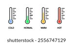 Thermometer set icons. Flat style. Vector icons.