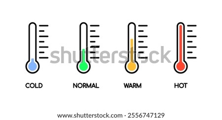 Thermometer set icons. Flat style. Vector icons.