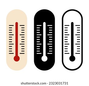 Thermometer set. Summer icon. Vector clipart isolated on a blue background.