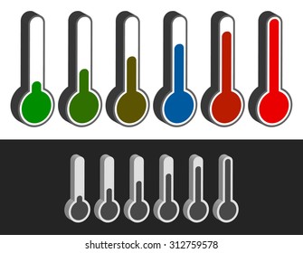 Thermometer set. Vector illustration.
