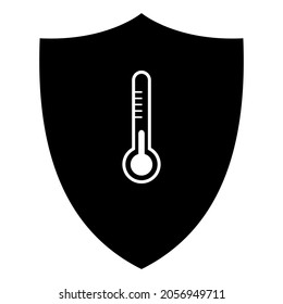 Thermometer and shield on white