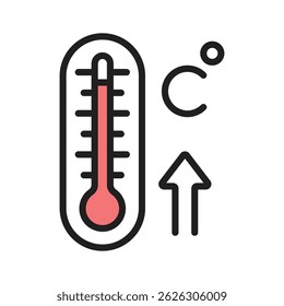 Um termômetro mostrando a elevação da temperatura, indicando tempo quente