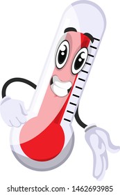 Thermometer zum Sitzen, Illustration, Vektorgrafik auf weißem Hintergrund.
