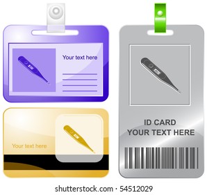 Thermometer. Shows 36.6 degrees Celsius. Vector id cards.