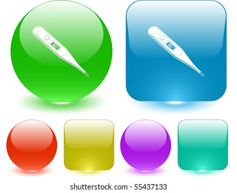 Thermometer. Shows 36.6 degrees Celsius. Vector interface element.