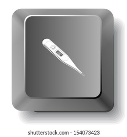 Thermometer. Shows 37 degrees Celsius. Vector computer key.