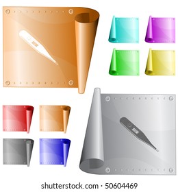 Thermometer. Shows 37 degrees Celsius. Vector metal surface.