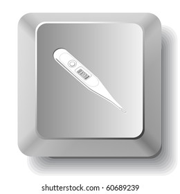Thermometer. Shows 37 degrees Celsius. Vector computer key.