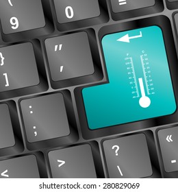 Thermometer. Shows degrees celsius and fahrenheit. computer key vector