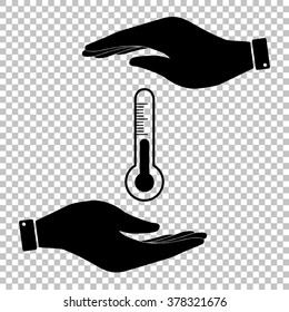 Thermometer sign. Flat style icon vector illustration.