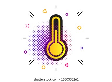 Thermometer sign icon. Halftone dots pattern. Temperature symbol. Classic flat thermometer icon. Vector