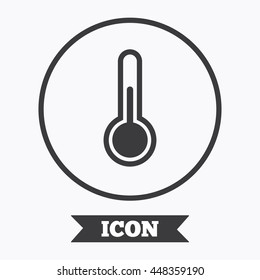 Thermometer sign icon. Temperature symbol. Graphic design element. Flat symbol in circle button. Vector