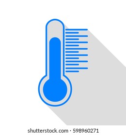 Thermometer sign illustration. Vector. Azure icon with flat style shadow path on white background.