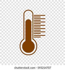 Thermometer sign illustration. Vector. Brown icon on transparent background.