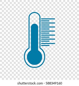 Thermometer sign illustration. Vector. Cerulean icon on transparent background.