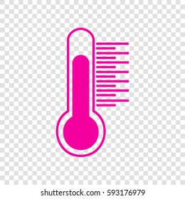 Thermometer sign illustration. Vector. Magenta icon on transparent background.