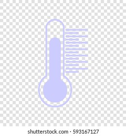 Thermometer sign illustration. Vector. Periwinkle icon on transparent background.