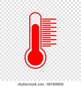 Thermometer sign illustration. Vector. Red icon on transparent background.