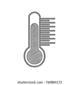 Thermometer sign illustration. Vector. Shaded gray icon on white background. Isolated.