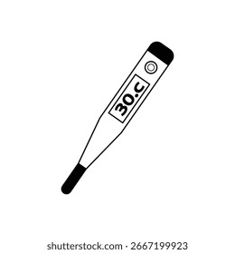 Thermometer simple icon design illustration with scale