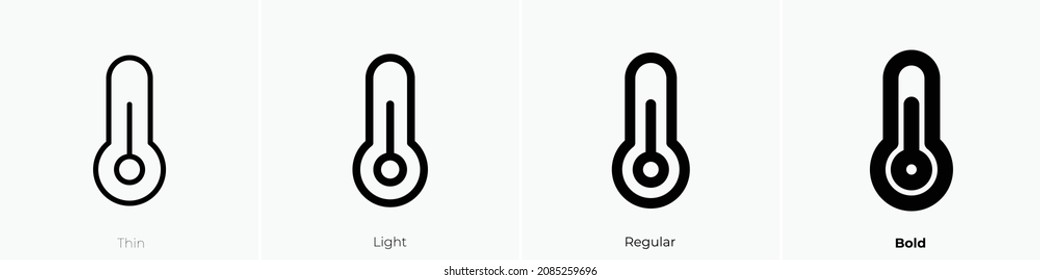 thermometer simple icon. Thin, Light Regular And Bold style design isolated on white background