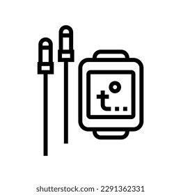 thermometer smoker line icon vector. thermometer smoker sign. isolated contour symbol black illustration