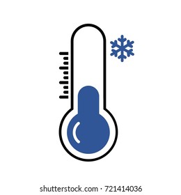 thermometer with snow sign showing cold temperature