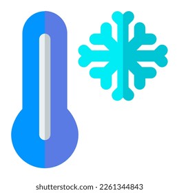 Termómetro con copo de nieve en icono plano. Invierno, frío, temporada, tiempo, previsión