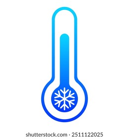 Termómetro con copo de nieve. Hielo, congelado, refrigerador, congelador, refrigerador, climatizador, invierno, condiciones de Clima, nieve, modo de baja temperatura, régimen, equipo médico. Ilustración vectorial