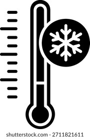 Termómetro con el icono del copo de nieve que indica la temperatura fría