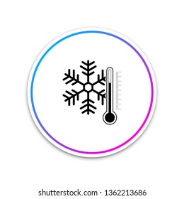 Thermometer with snowflake icon isolated on white background. Circle white button. Vector Illustration