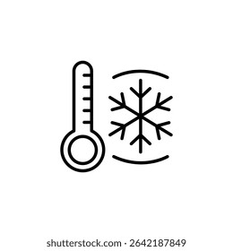 Thermometer And Snowflake Illustrating Freezing Temperatures Or Cold Weather