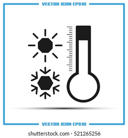 Thermometer, snowflake and sun icon vector illustration eps10. Isolated badge for website or app - stock infographics