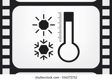 Thermometer, snowflake and sun icon vector illustration eps10. Isolated badge for website or app - stock infographics