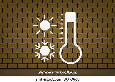 Thermometer, snowflake and sun icon vector illustration eps10. Isolated badge for website or app - stock infographics.