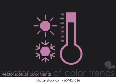 Thermometer, snowflake and sun icon vector illustration eps10. Isolated badge for website or app - stock infographics