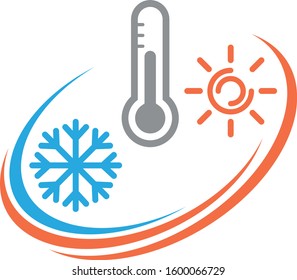 Thermometer, snowflake and sun, temperature logo