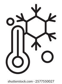 A thermometer with a snowflake symbolizing freezing weather conditions